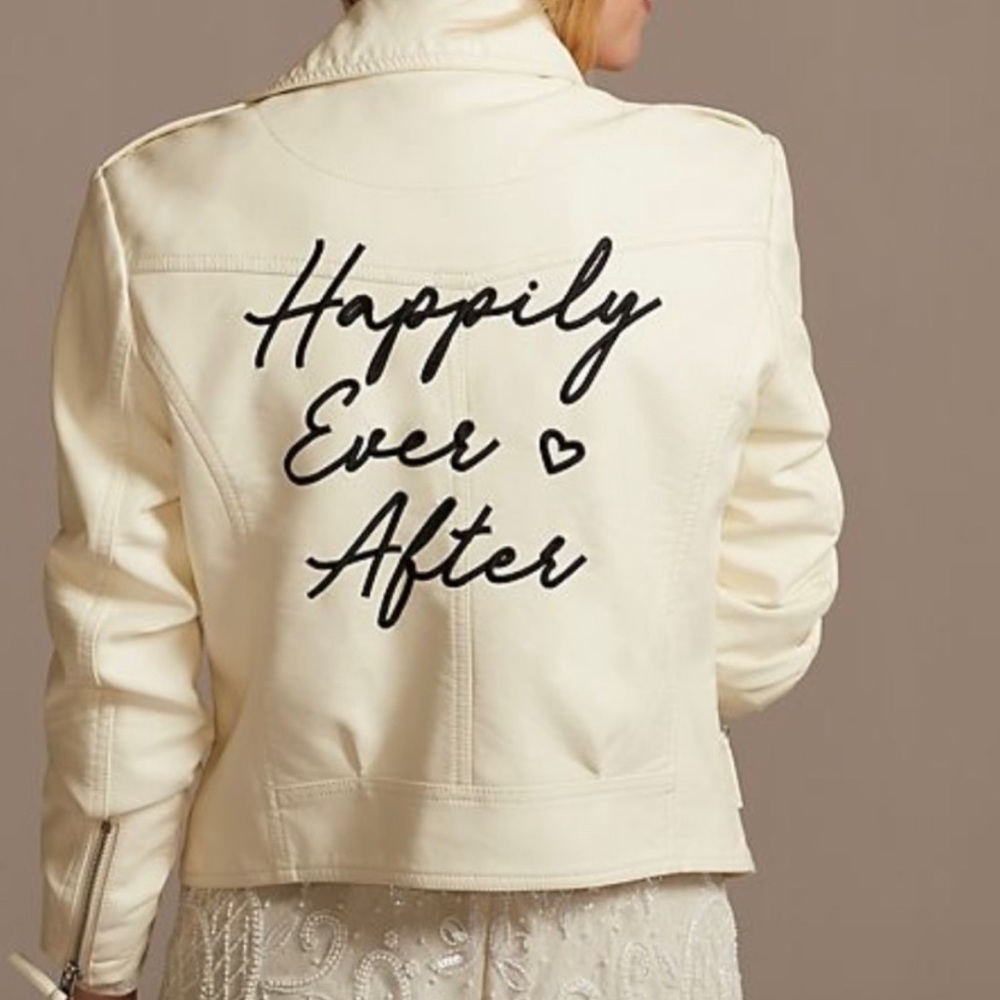 David’s Bridal happily ever after vegan leather moto jacket medium NWT